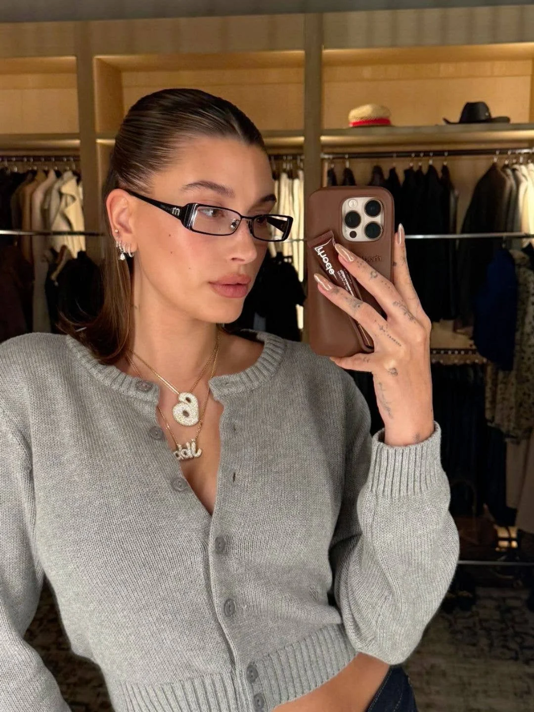 Hailey Bieber wearing Miu Miu